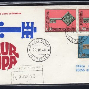 Italia FDC Venetia 1968 Europa  viaggiata Racc. per l'Italia 828