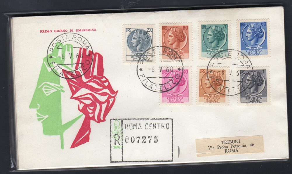 Italia FDC Venetia 1968 Siracusana 7 Val.  viaggiata Racc. per l'Italia 831