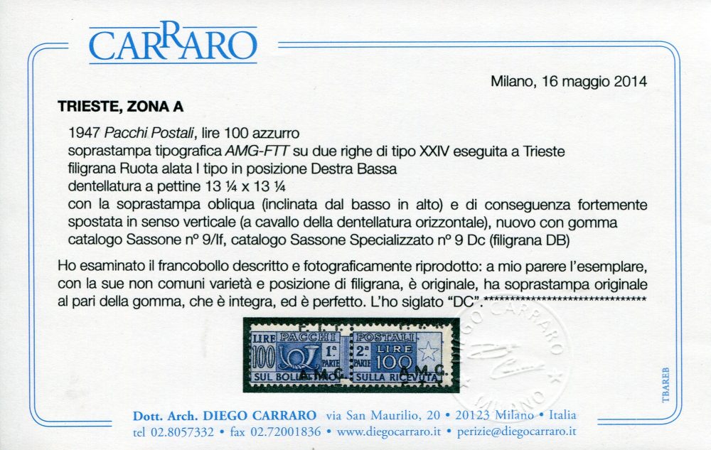 AMG. VG. - Cent. 60 con doppia soprastampa in alto