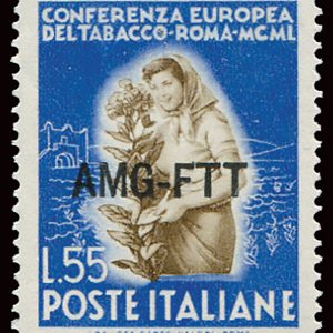 Trieste Tabacco Lire 55 filigrana lettere 10/10