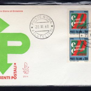 Italia FDC Venetia 1968 Conti Correnti quartina non viaggiata