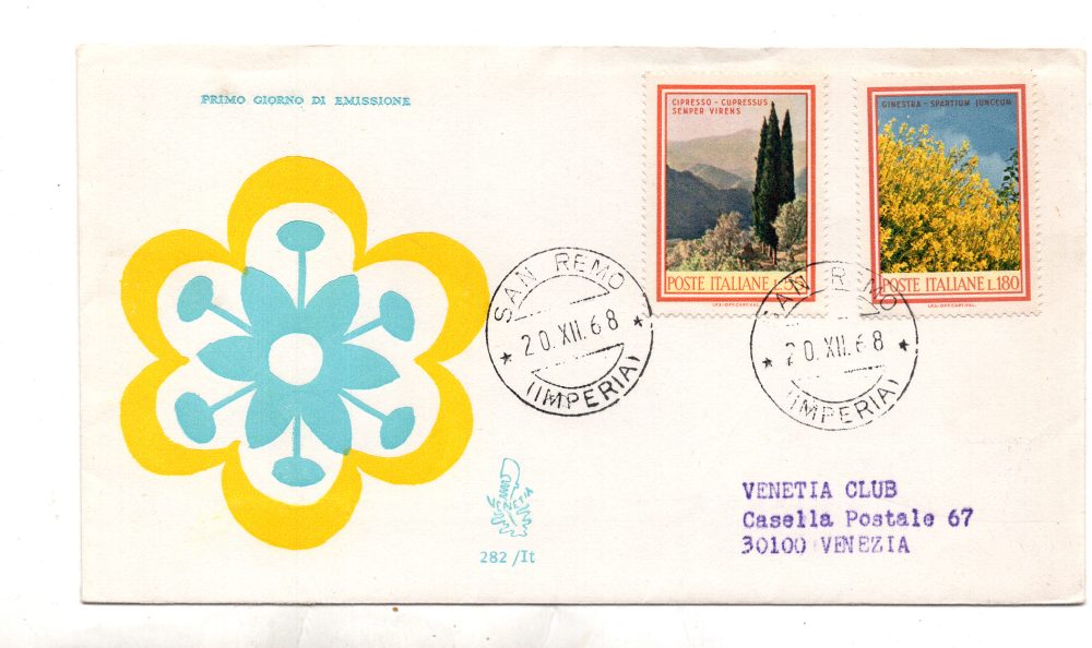 Italia FDC Venetia 1968 Flora  viaggiata Racc. per l'Italia