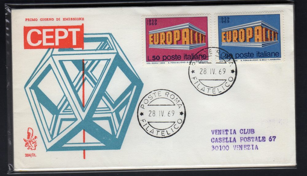 Italia FDC Venetia 1969 Europa  viaggiata  per l'Italia