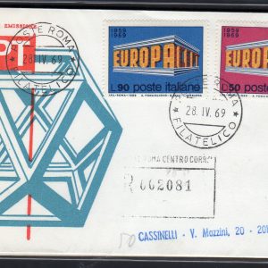 Italia FDC Venetia 1969 Europa  viaggiata Racc. per l'Italia