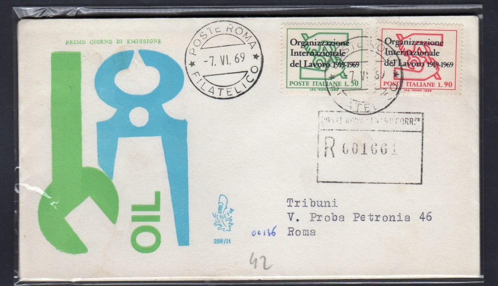 Italia FDC Venetia 1969 O.I.L.  viaggiata Racc. per l'Italia