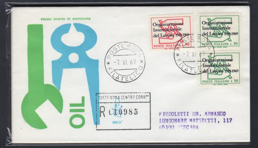 Italia FDC Venetia 1969 O.I.L.  viaggiata Racc. per l'Italia 888