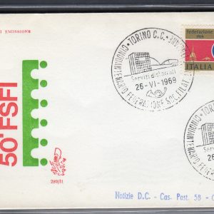 Italia FDC Venetia 1969 Fed. Soc. Filateliche  viaggiata  per l'Italia