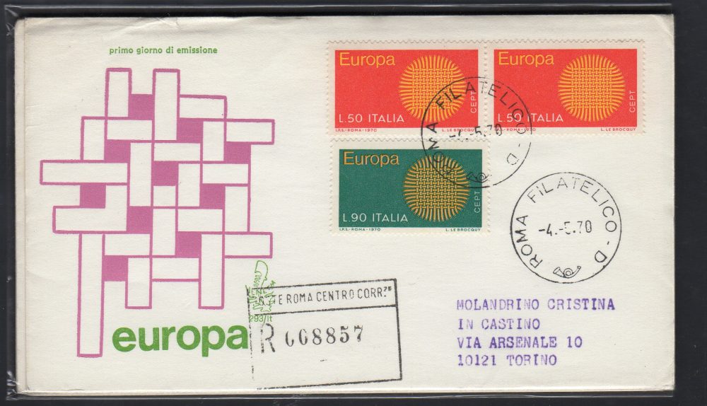 Italia FDC Venetia 1970 Europa  viaggiata Racc. per l'Italia