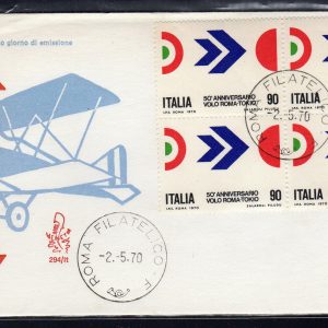 Italia FDC Venetia 1970 Roma - Tokyo quartina non viaggiata