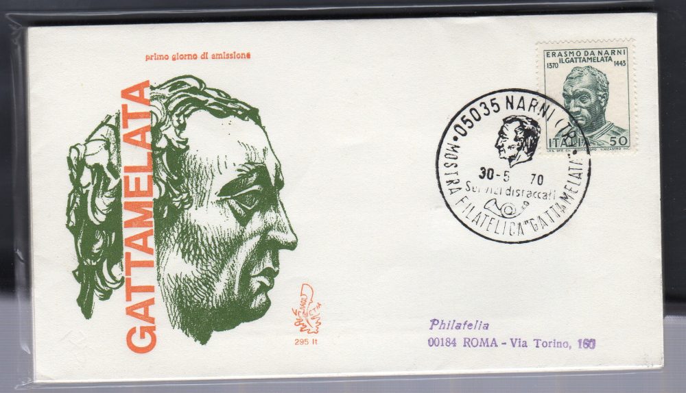 Italia FDC Venetia 1970 Erasmo da Narni  viaggiata  per l'Italia 906