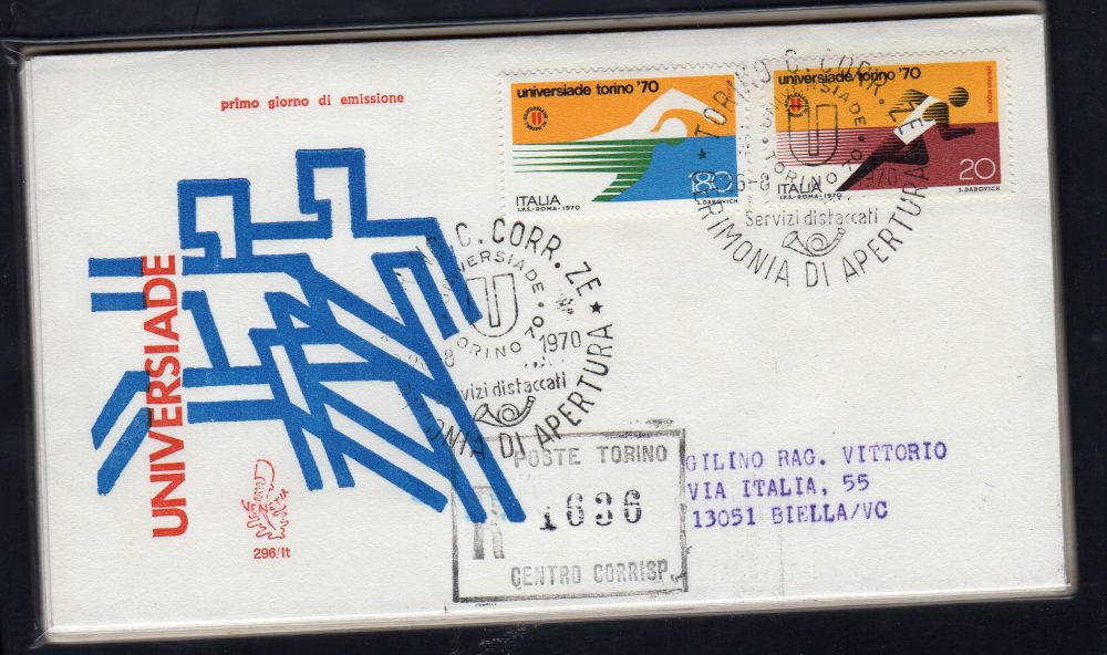 Italia FDC Venetia 1970 Universiadi  viaggiata Racc. per l'Italia 909