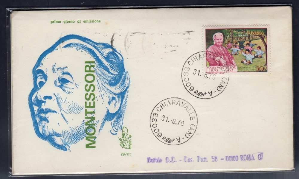 Italia FDC Venetia 1970 Montessori  viaggiata  per l'Italia