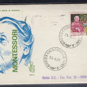 Italia FDC Venetia 1970 Montessori  viaggiata  per l'Italia