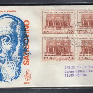 Italia FDC Venetia 1970 Sansovino quartina viaggiata Racc. per l'Italia