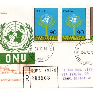 Italia FDC Venetia 1970 O.N.U  viaggiata Racc. per l'Italia