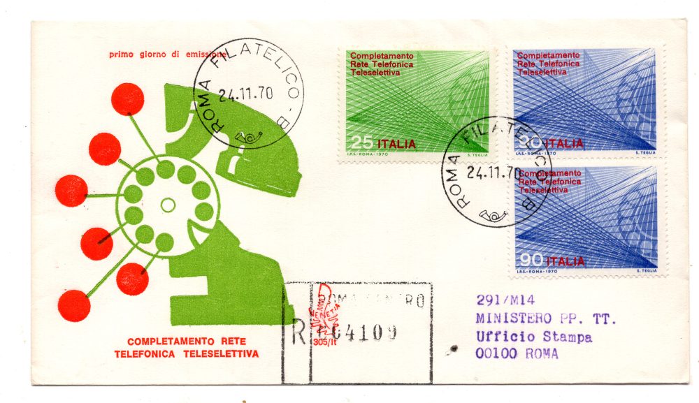 Italia FDC Venetia 1970 Teleselezione  viaggiata Racc. per l'Italia