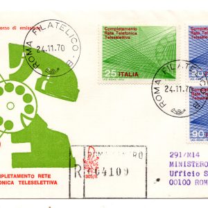 Italia FDC Venetia 1970 Teleselezione  viaggiata Racc. per l'Italia