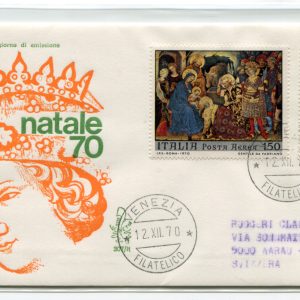 Italia FDC Venetia 1970 Natale  viaggiata Racc. per l'estero