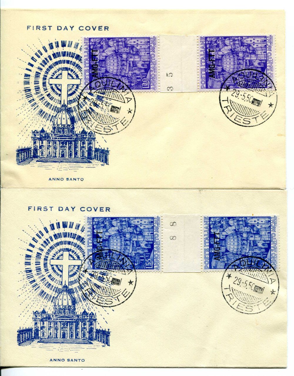Anno Santo serie separate da interspazio su buste FDC