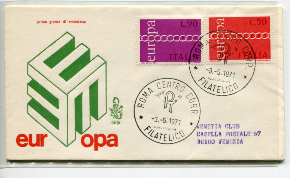 Italia FDC Venetia 1971 Europa  viaggiata  per l'Italia