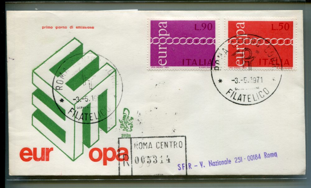 Italia FDC Venetia 1971 Europa  viaggiata Racc. per l'Italia