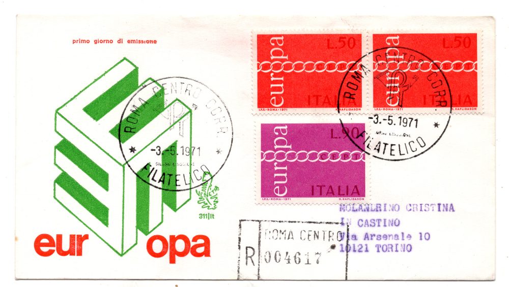 Italia FDC Venetia 1971 Europa  viaggiata Racc. per l'Italia 953