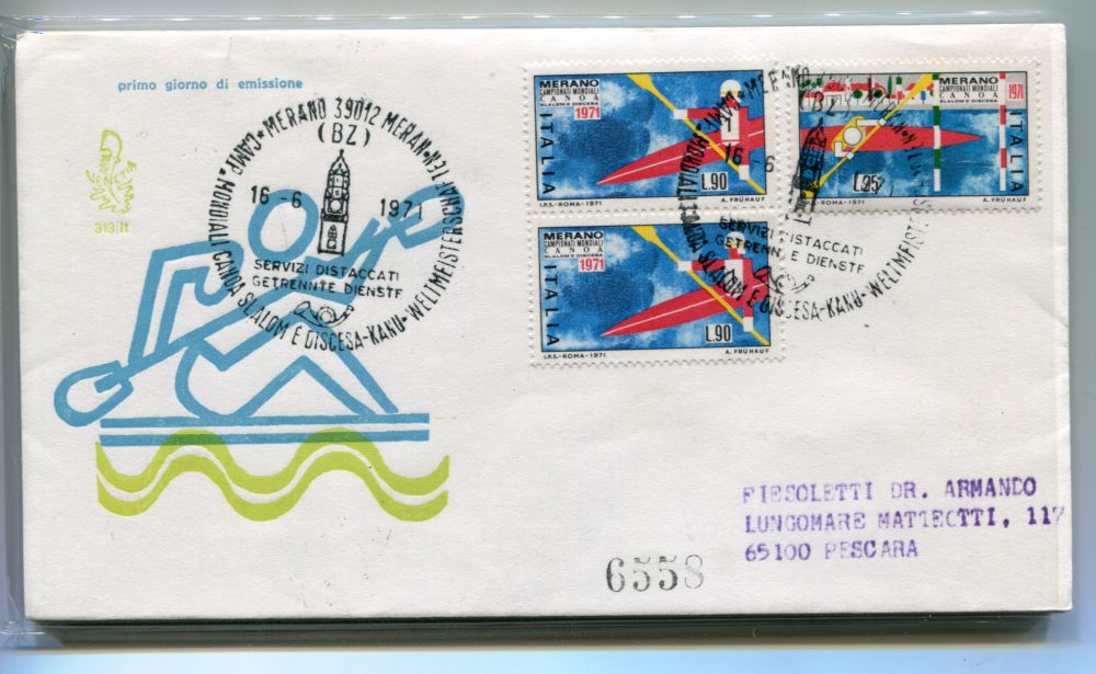 Italia FDC Venetia 1971 Canoa  viaggiata Racc. per l'Italia 959