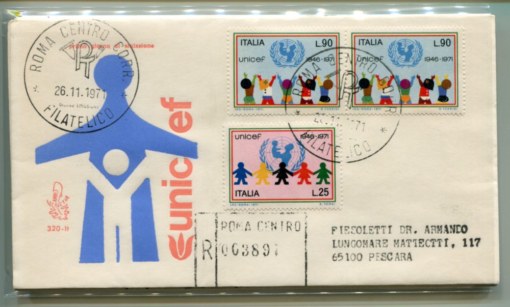 Italia FDC Venetia 1971 UNICEF  viaggiata Racc. per l'Italia