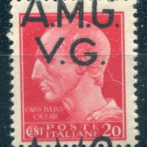 AMG. VG. - Cent. 20 con varietà soprastampa in alto