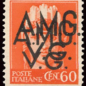 AMG. VG. - Cent. 60  varietà doppia soprastampa