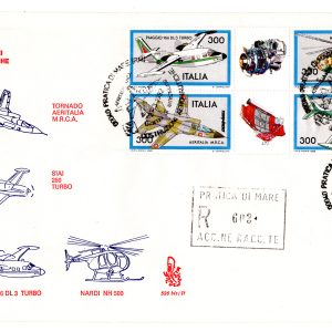 Italia 1982 Costruzioni aeronautiche blocco su FDC venetia viaggiato