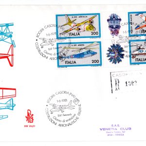 Italia 1982 Costruzioni aeronautiche blocco su FDC venetia viaggiato