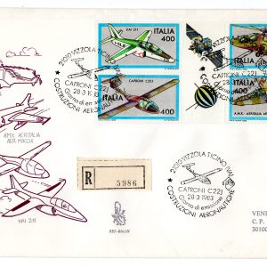 Italia 1982 Costruzioni aeronautiche blocco su FDC venetia viaggiato