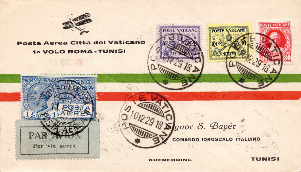 1929 (Vaticano)/Roma/Tunisi del 11.12.29 - Aerogramma speciale