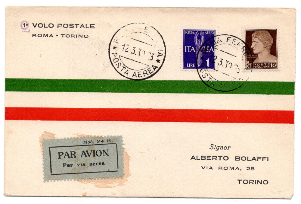 1930 Roma/Torino del 12.3.30 - Aerogramma del volo speciale