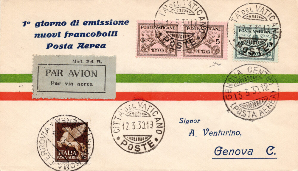 1930 (Vaticano) Roma/Genova del 12.3.30 - aerogramma