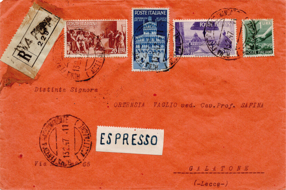 Avvento Lire 20 + complementare su busta racc