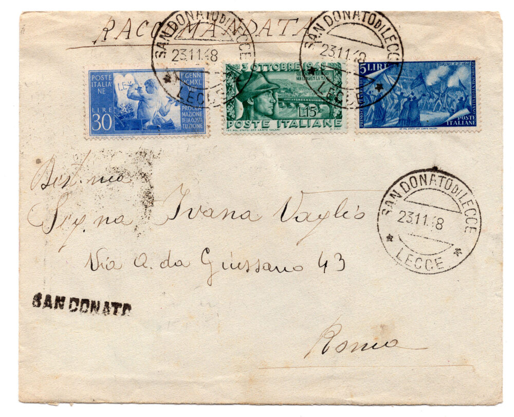 Costituzione Lire 30 + complementari su busta racc