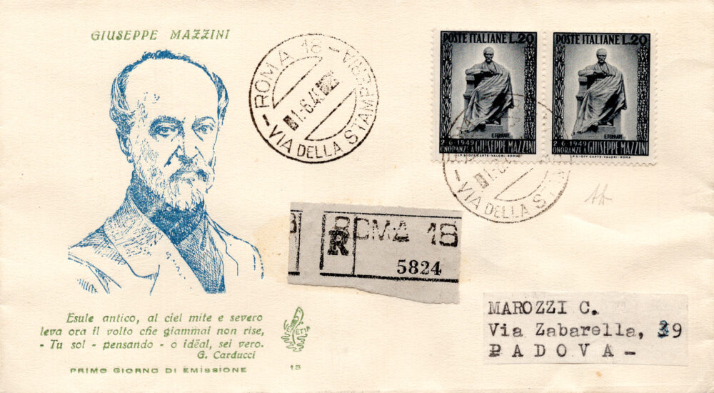 Mazzini coppia su FDC Venezia racc.