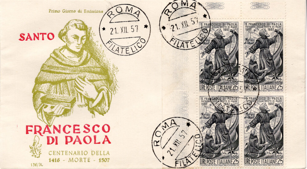 S. Francesco da Paola quartina  su FDC Venezia non viaggiata