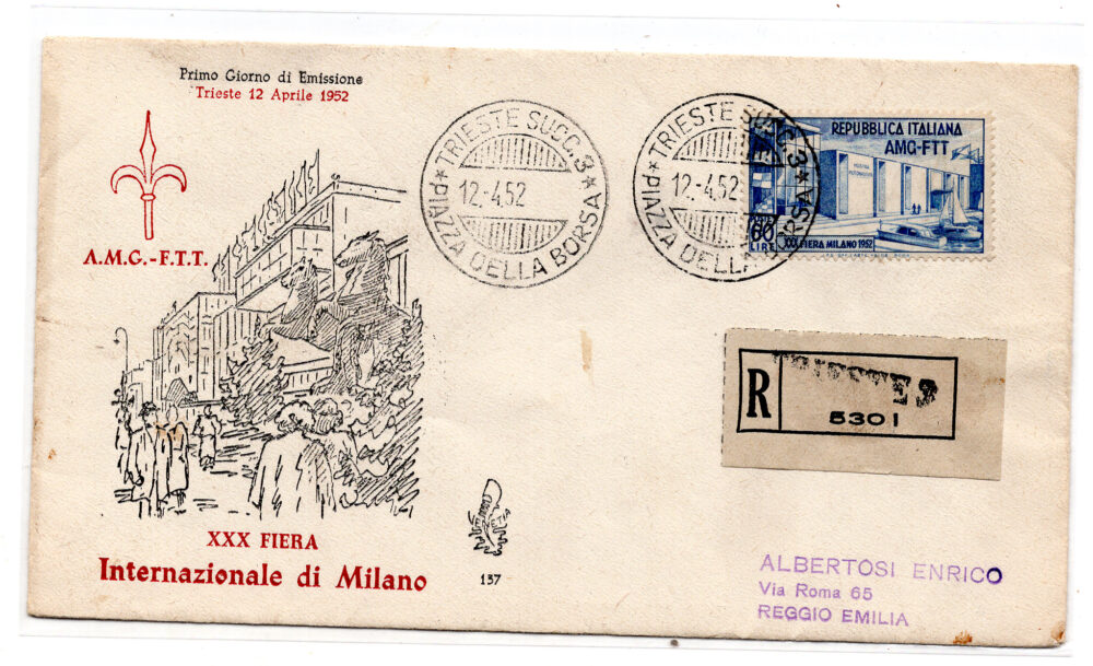 Trieste A - Milano 1952  su FDC Venezia racc.