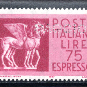 Espresso Lire 75 "Cavalli alati" n. 34/II con perforazione "SAGGIO" -