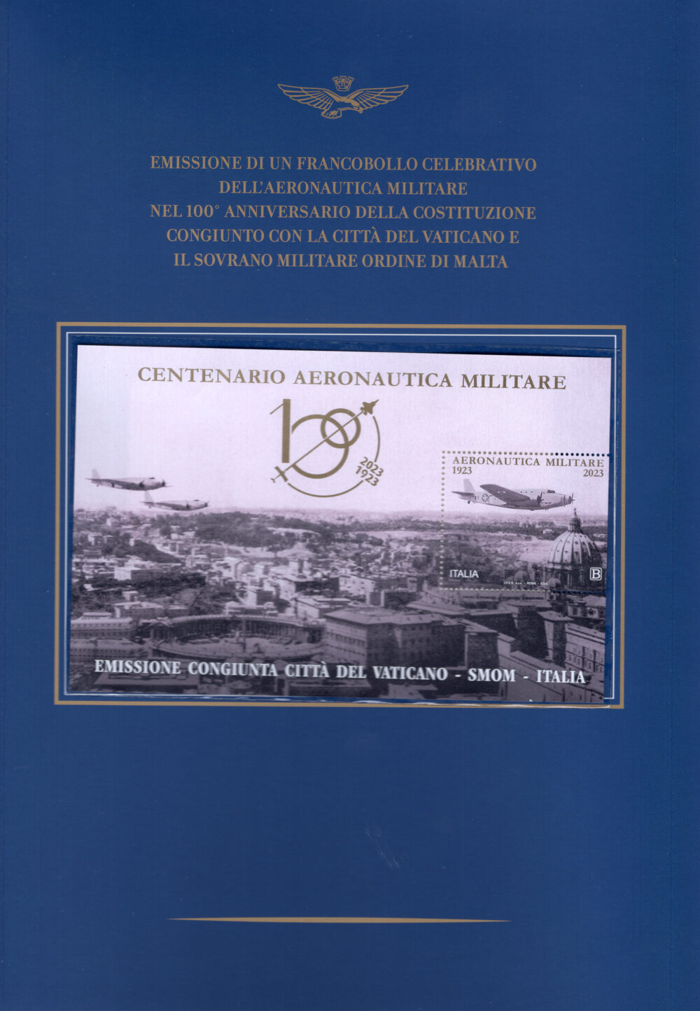 Folder Centenario Aeronautica 2023 - foglietto PERFETTO - emissione congiunta