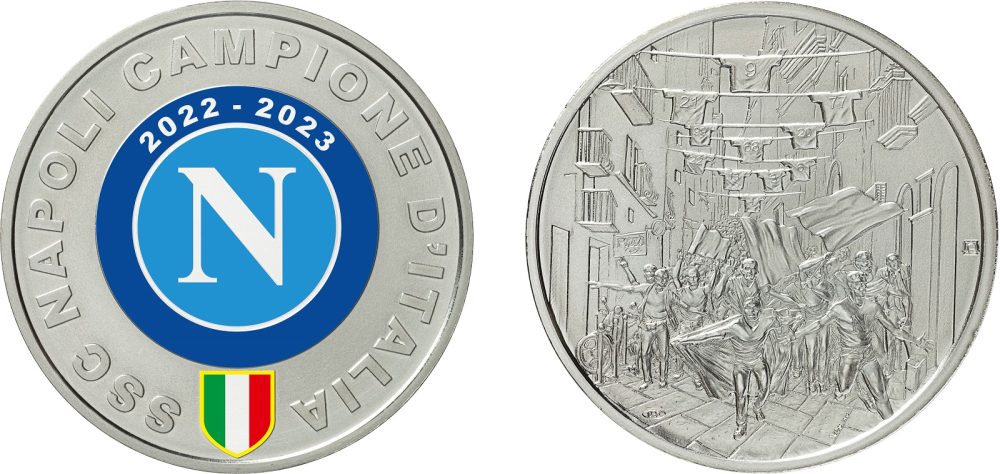 Medaglia d’argento celebrativa Napoli Campione d’Italia calcio 2022-2023
