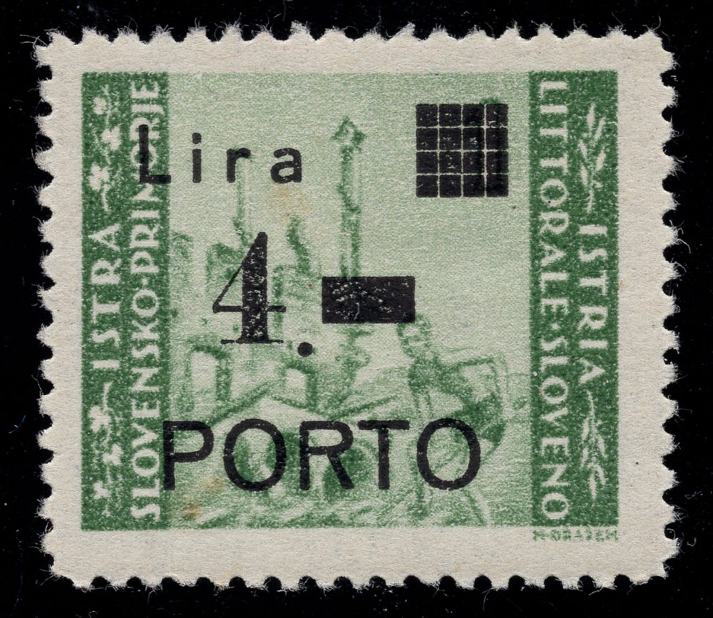 Istria Litorale Sloveno segnatasse Porto 1 lira varietà decalco