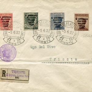 Soprastampati serie completa di otto valori in uso singolo su documenti postali