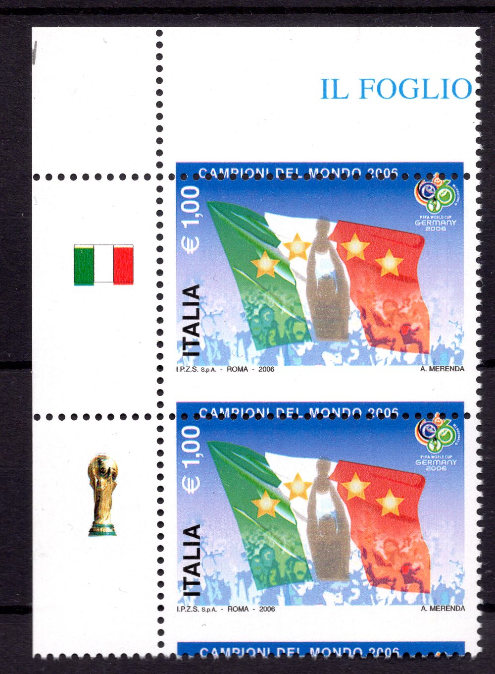 Calcio Italia Campione 2006 foglietto varietà