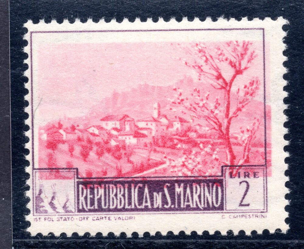 Paesaggi Lire 3 n. 344a varietà centro spostato in alto - MNH