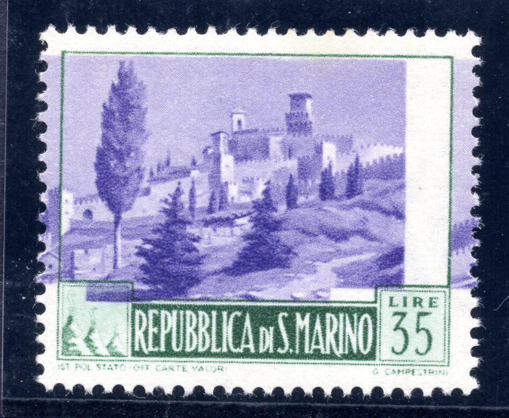 Paesaggi Lire 3 n. 344a varietà centro spostato in alto - MNH