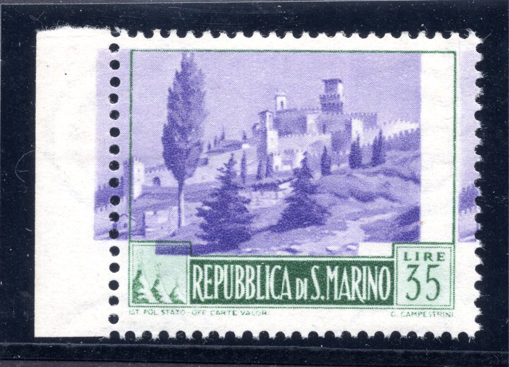 Paesaggi Lire 3 n. 344a varietà centro spostato in alto - MNH